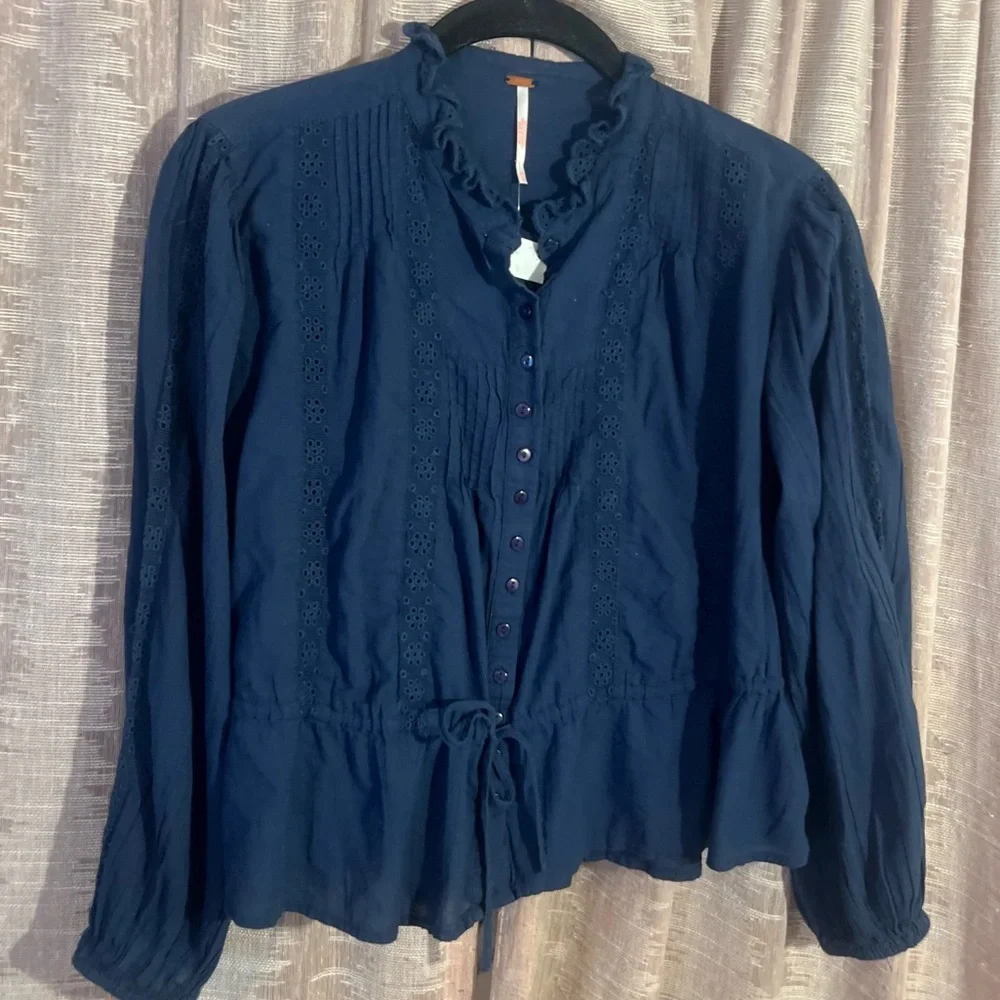 Free People Best of Me Long Sleeve Embroidered Blouse, NEW